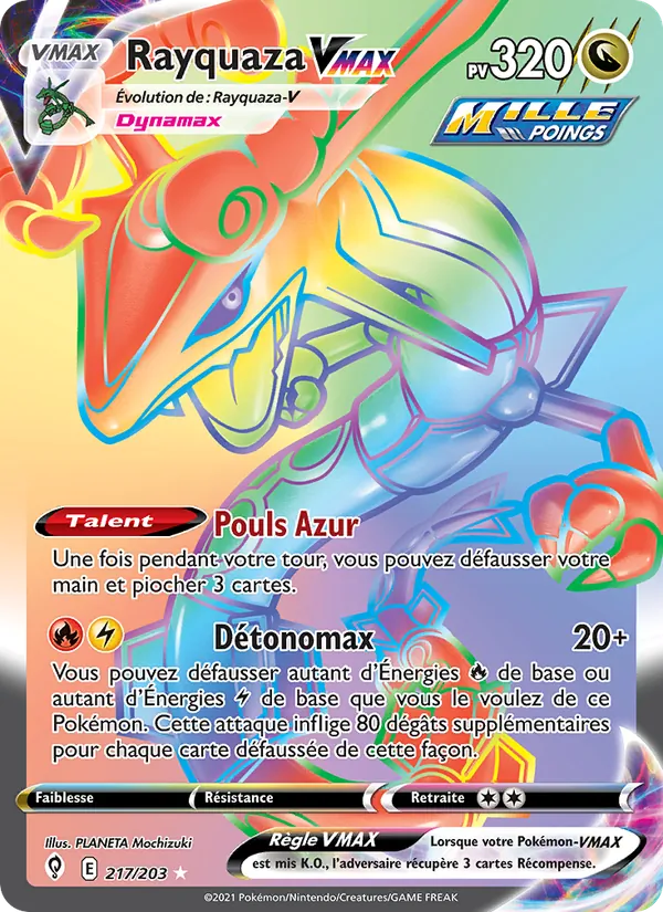 Carte Pokémon Rayquaza VMAX de l'extension Évolution Céleste