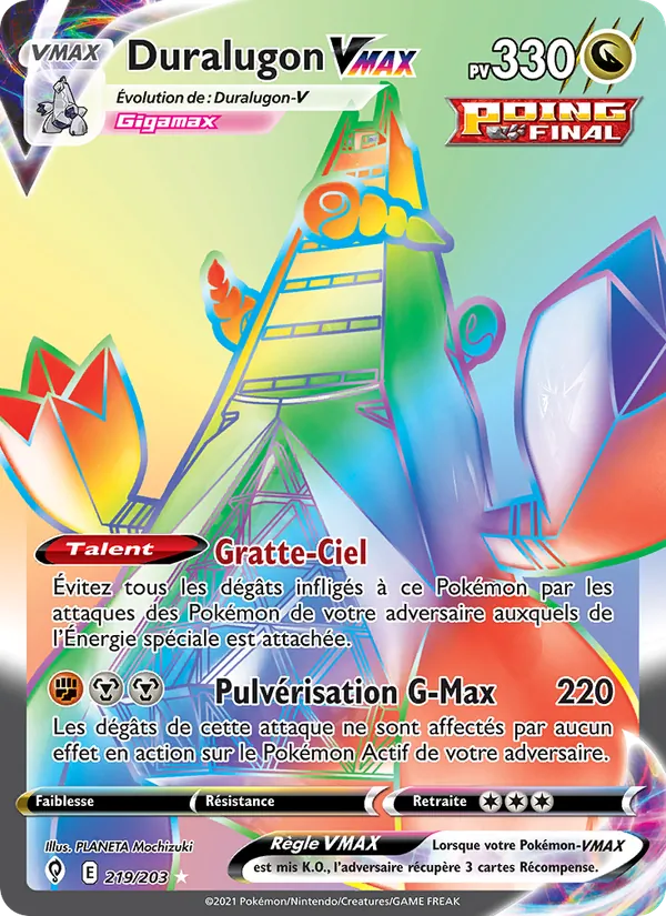 Carte Pokémon Duralugon VMAX de l'extension Évolution Céleste