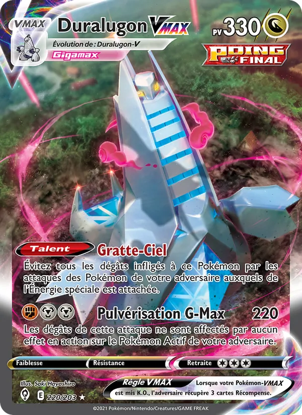 Carte Pokémon Duralugon VMAX de l'extension Évolution Céleste