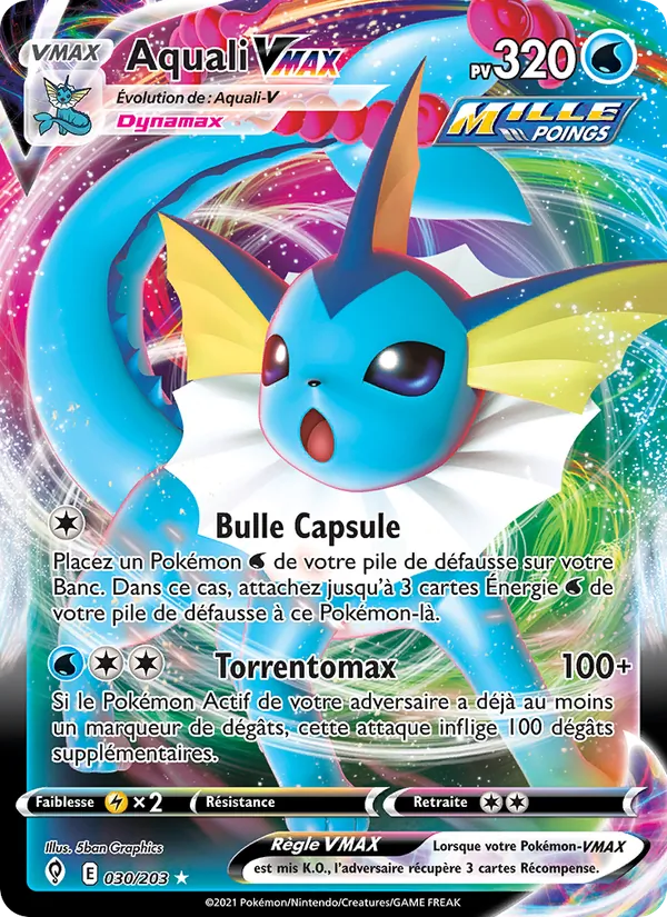 Carte Pokémon Aquali VMAX de l'extension Évolution Céleste