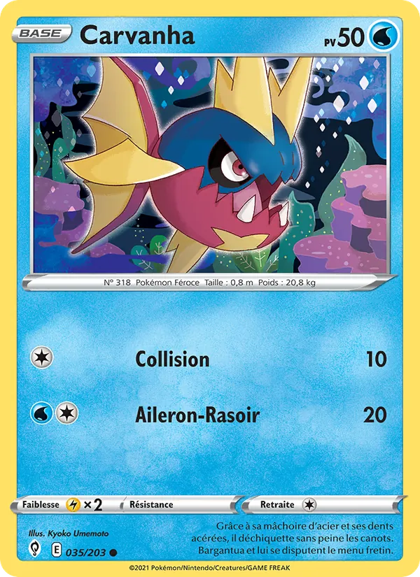 Carte Pokémon Carvanha de l'extension Évolution Céleste