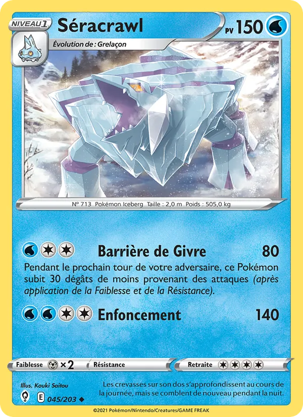 Carte Pokémon Séracrawl de l'extension Évolution Céleste