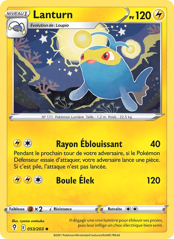 Carte Pokémon Lanturn de l'extension Évolution Céleste