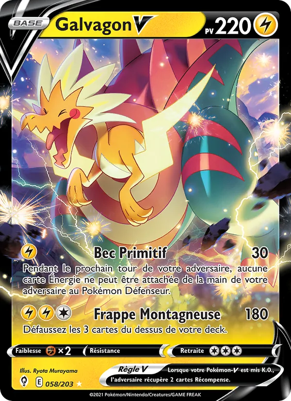 Carte Pokémon Galvagon V de l'extension Évolution Céleste