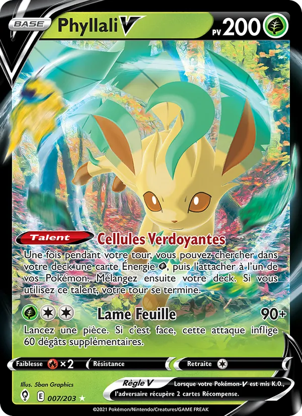 Carte Pokémon Phyllali V de l'extension Évolution Céleste