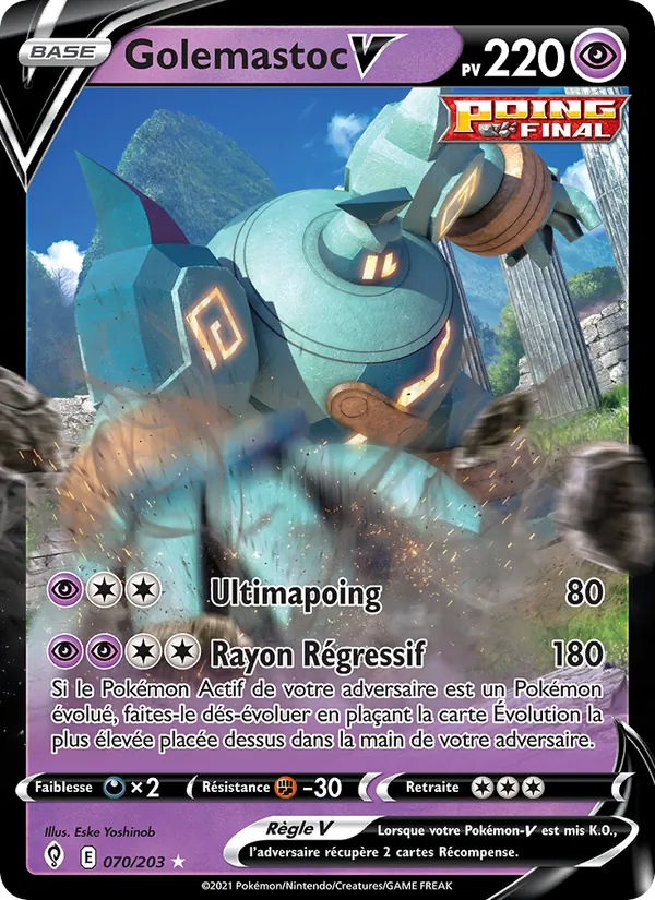Carte Pokémon Golemastoc V de l'extension Évolution Céleste