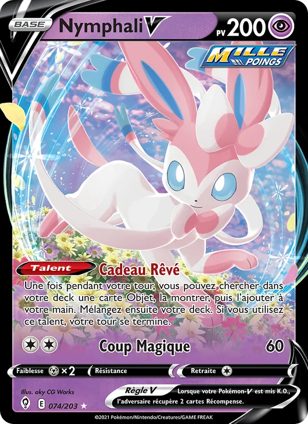 Carte Pokémon Nymphali V de l'extension Évolution Céleste