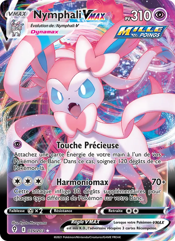 Carte Pokémon Nymphali VMAX de l'extension Évolution Céleste