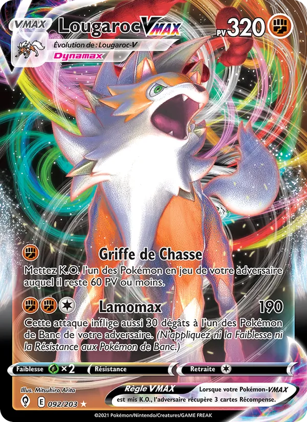 Carte Pokémon Lougaroc VMAX de l'extension Évolution Céleste