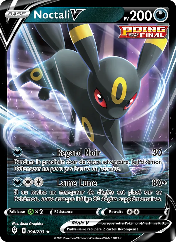 Carte Pokémon Noctali V de l'extension Évolution Céleste