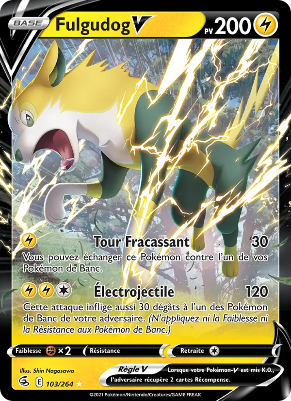 Carte Pokémon Fulgudog V de l'extension Poing de Fusion