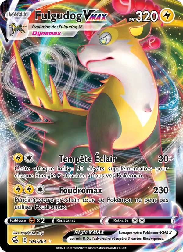 Carte Pokémon Fulgudog VMAX de l'extension Poing de Fusion