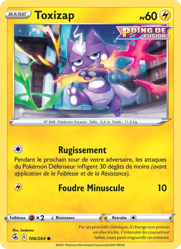 Carte Pokémon Toxizap de l'extension Poing de Fusion