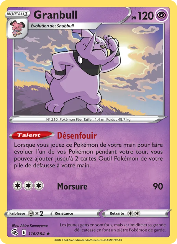 Carte Pokémon Granbull de l'extension Poing de Fusion