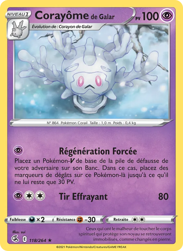 Carte Pokémon Corayôme de Galar de l'extension Poing de Fusion