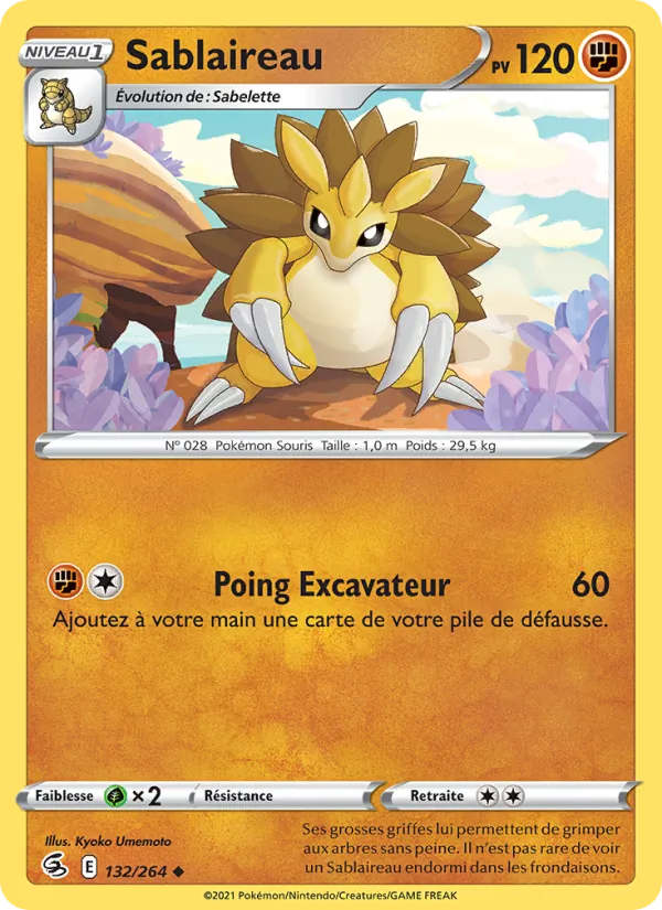 Carte Pokémon Sablaireau de l'extension Poing de Fusion