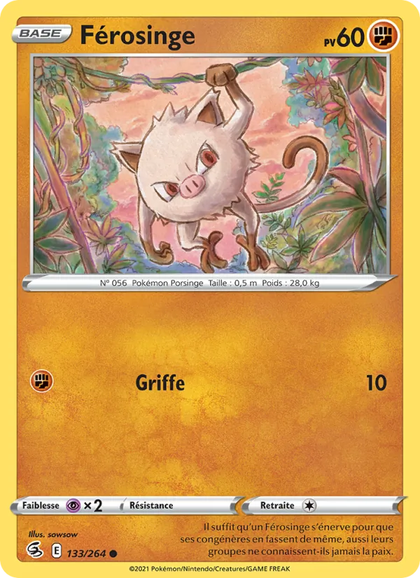Carte Pokémon Férosinge de l'extension Poing de Fusion