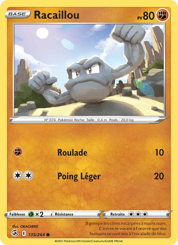 Carte Pokémon Racaillou de l'extension Poing de Fusion