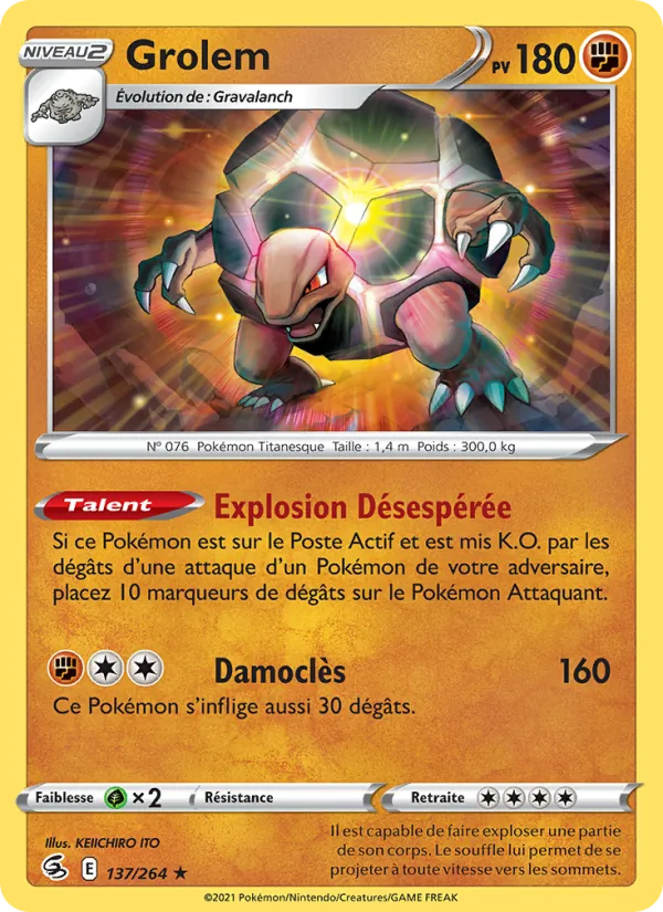 Carte Pokémon Grolem de l'extension Poing de Fusion