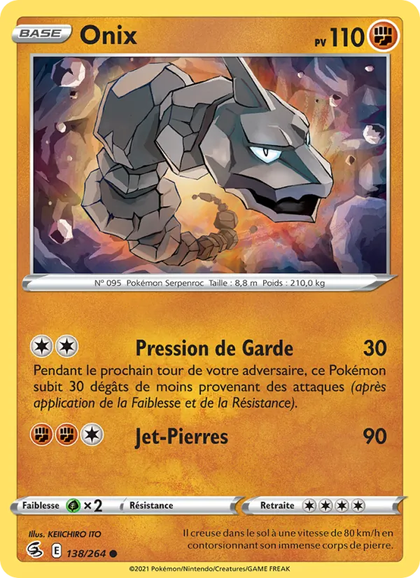 Carte Pokémon Onix de l'extension Poing de Fusion