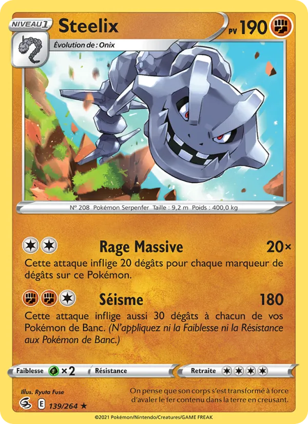 Carte Pokémon Steelix de l'extension Poing de Fusion