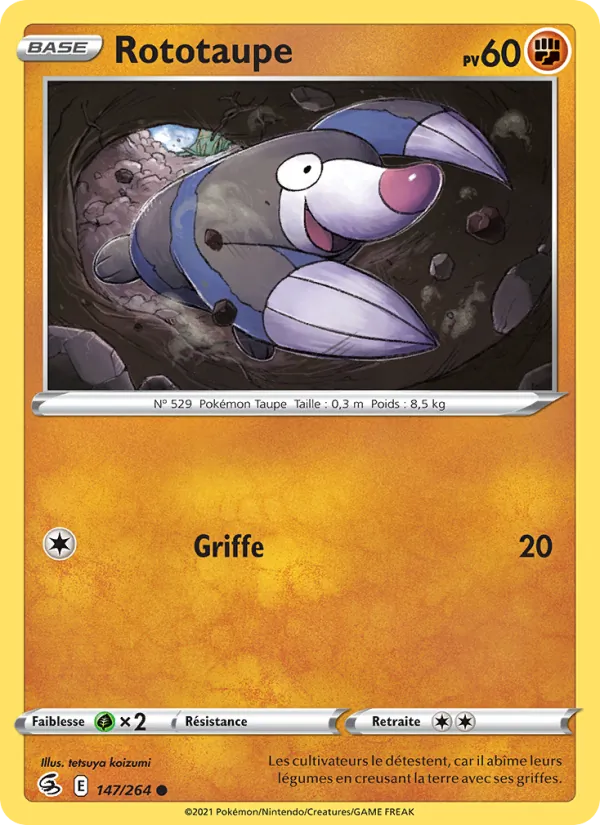 Carte Pokémon Rototaupe de l'extension Poing de Fusion