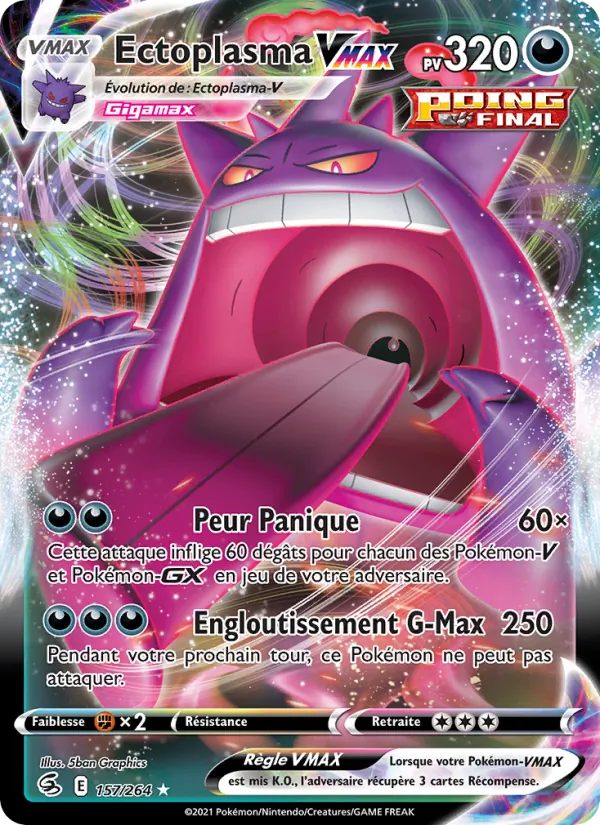 Carte Pokémon Ectoplasma VMAX de l'extension Poing de Fusion