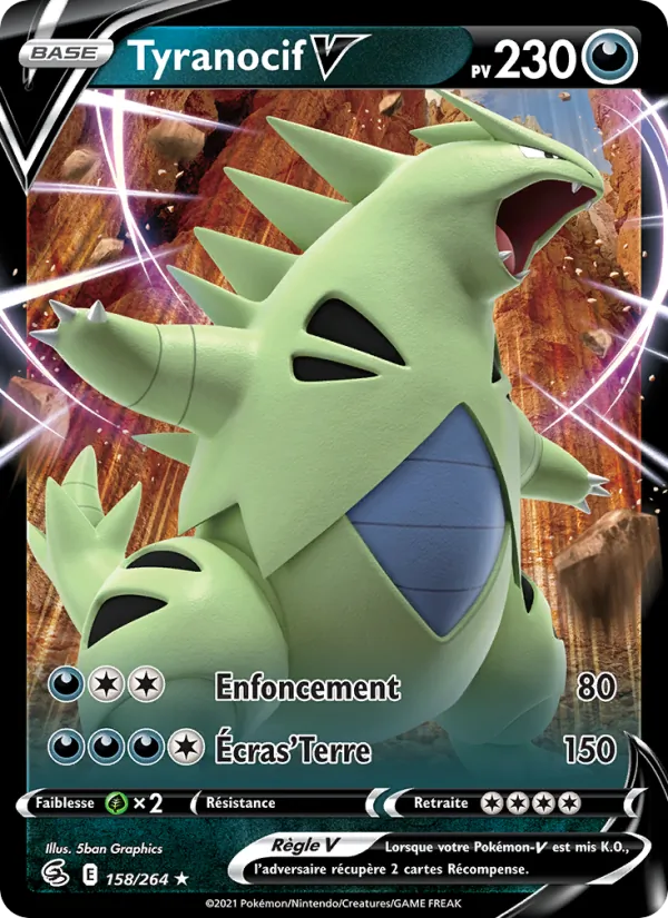 Carte Pokémon Tyranocif V de l'extension Poing de Fusion