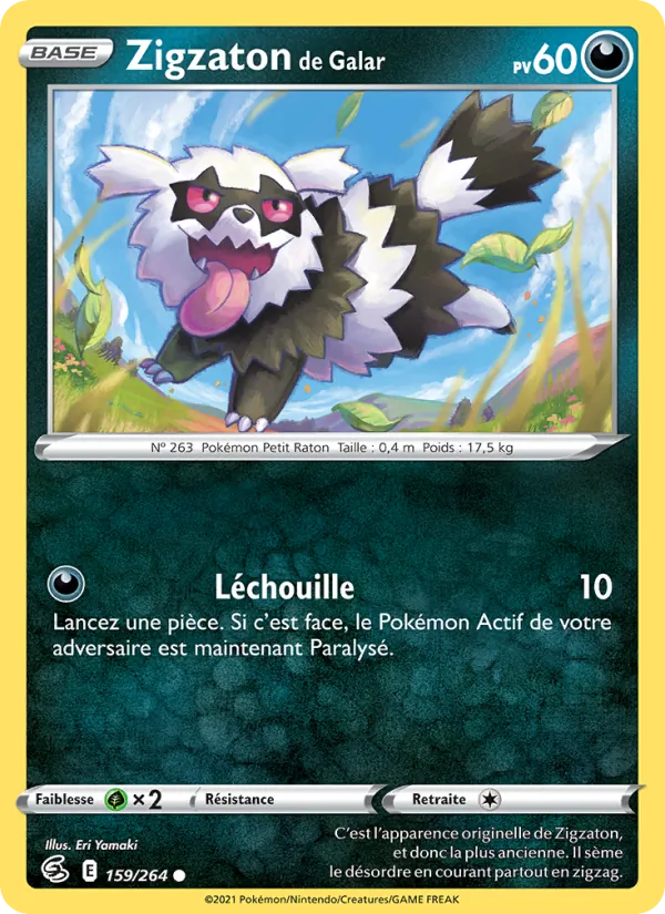 Carte Pokémon Zigzaton de Galar de l'extension Poing de Fusion