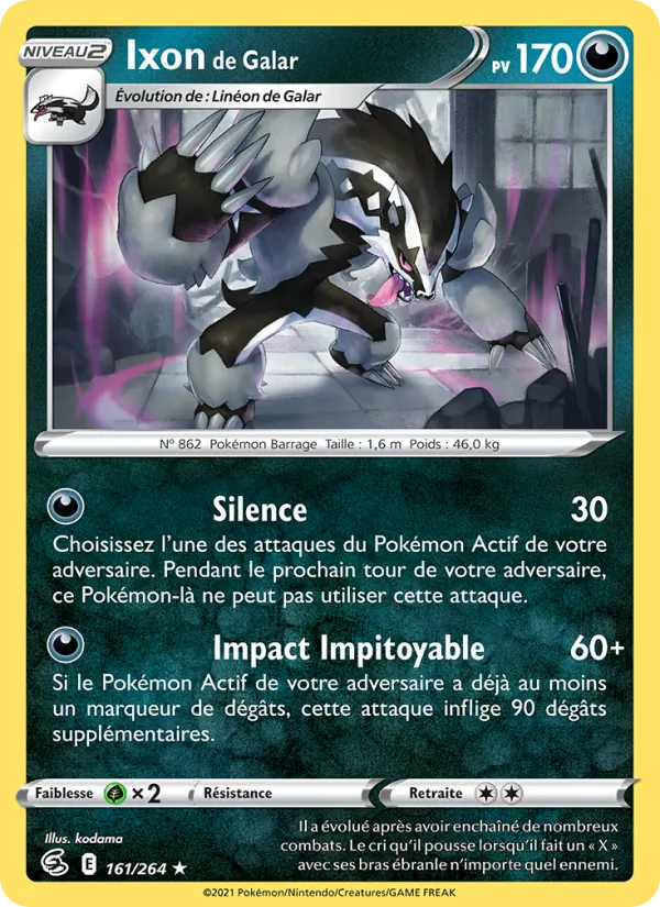 Carte Pokémon Ixon de Galar de l'extension Poing de Fusion