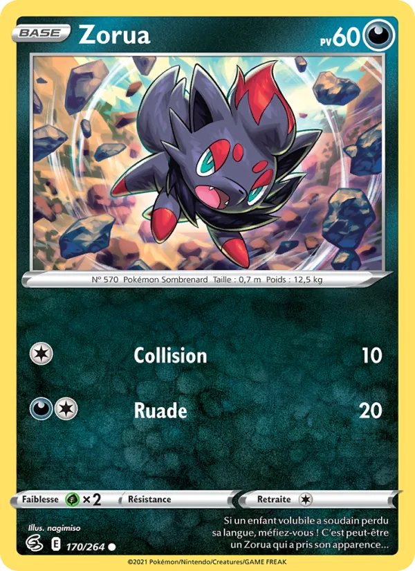 Carte Pokémon Zorua de l'extension Poing de Fusion