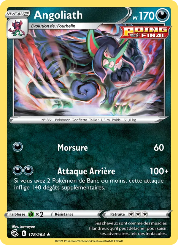 Carte Pokémon Angoliath de l'extension Poing de Fusion