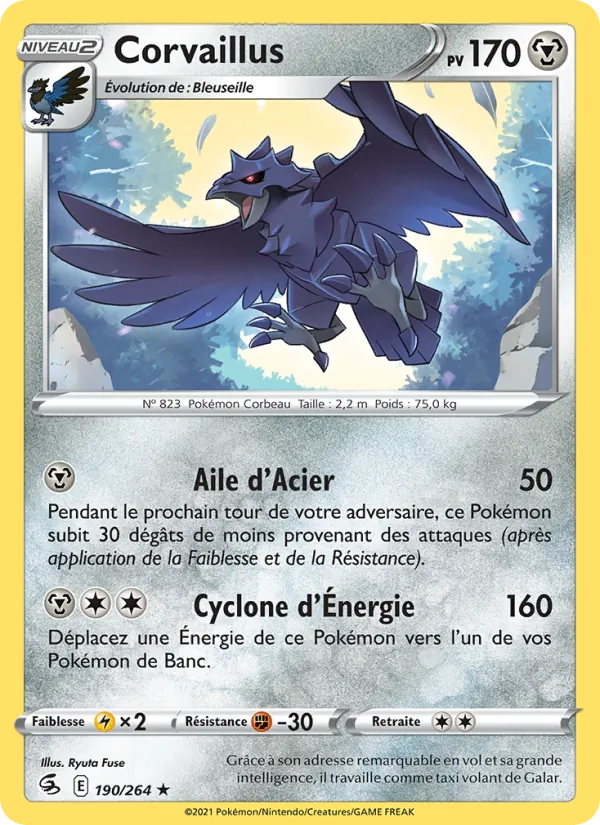 Carte Pokémon Corvaillus de l'extension Poing de Fusion