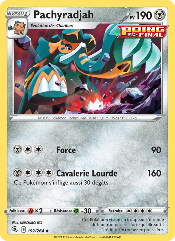 Carte Pokémon Pachyradjah de l'extension Poing de Fusion