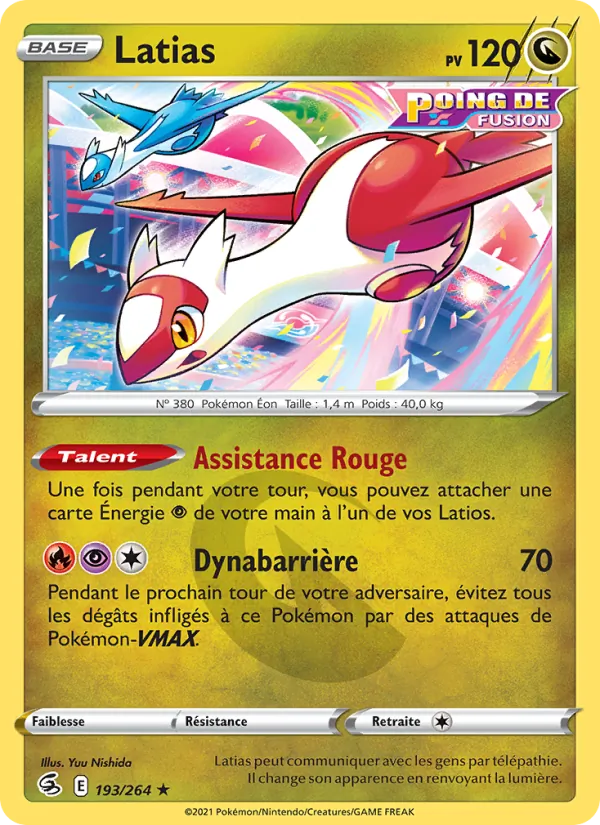Carte Pokémon Latias de l'extension Poing de Fusion