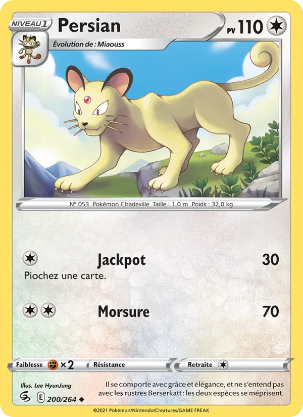 Carte Pokémon Persian de l'extension Poing de Fusion