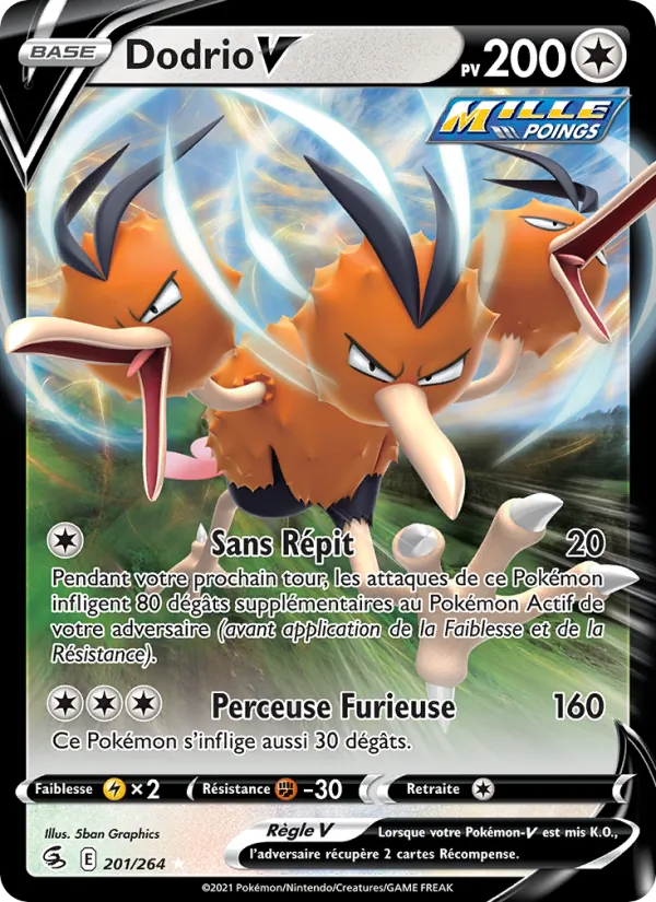 Carte Pokémon Dodrio V de l'extension Poing de Fusion