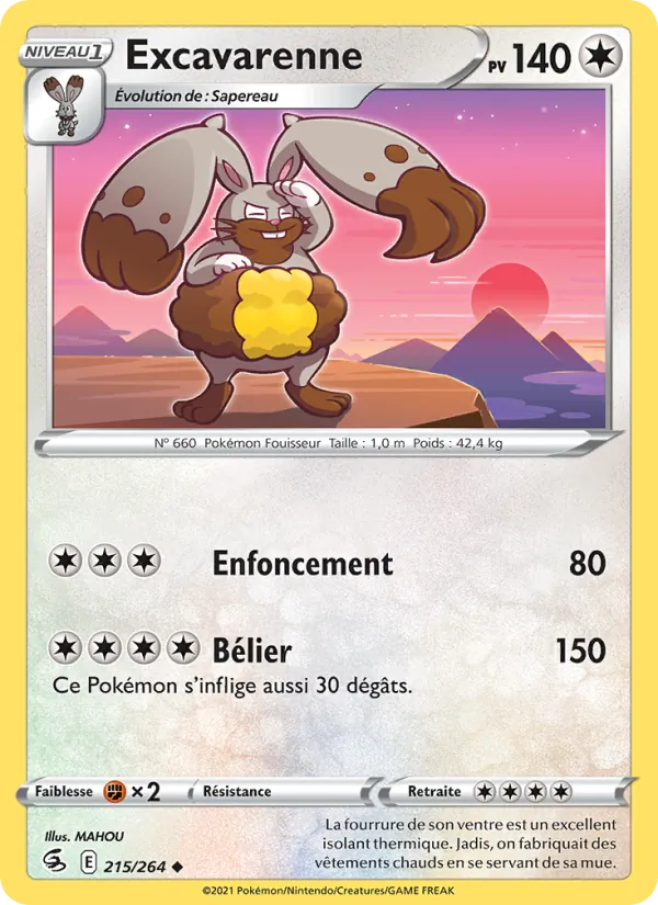 Carte Pokémon Excavarenne de l'extension Poing de Fusion