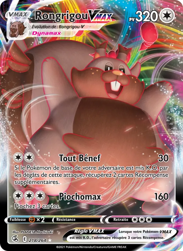 Carte Pokémon Rongrigou VMAX de l'extension Poing de Fusion