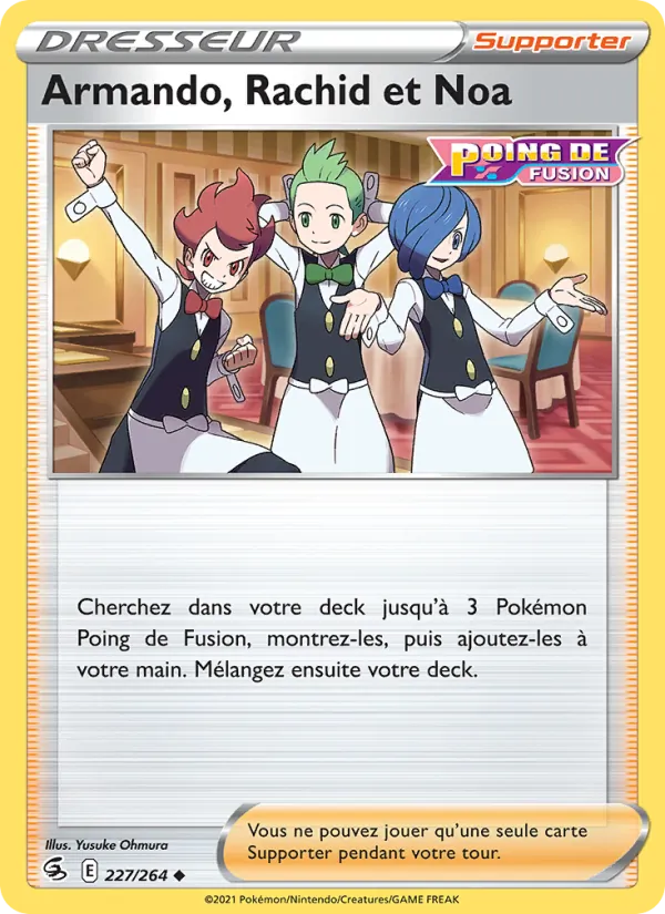 Carte Pokémon Armando, Rachid et Noa de l'extension Poing de Fusion