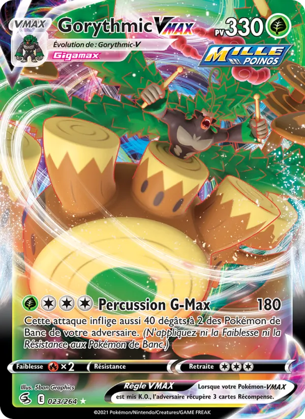 Carte Pokémon Gorythmic VMAX de l'extension Poing de Fusion
