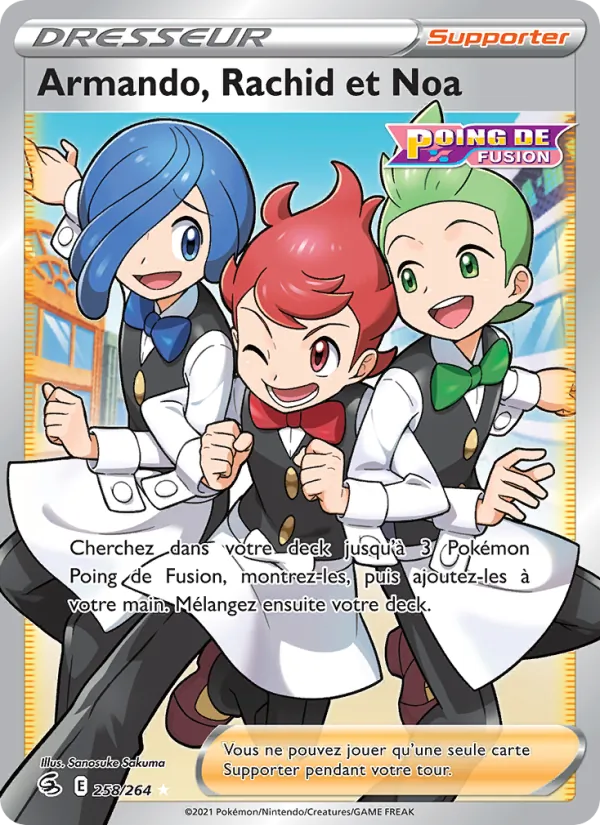 Carte Pokémon Armando, Rachid et Noa de l'extension Poing de Fusion