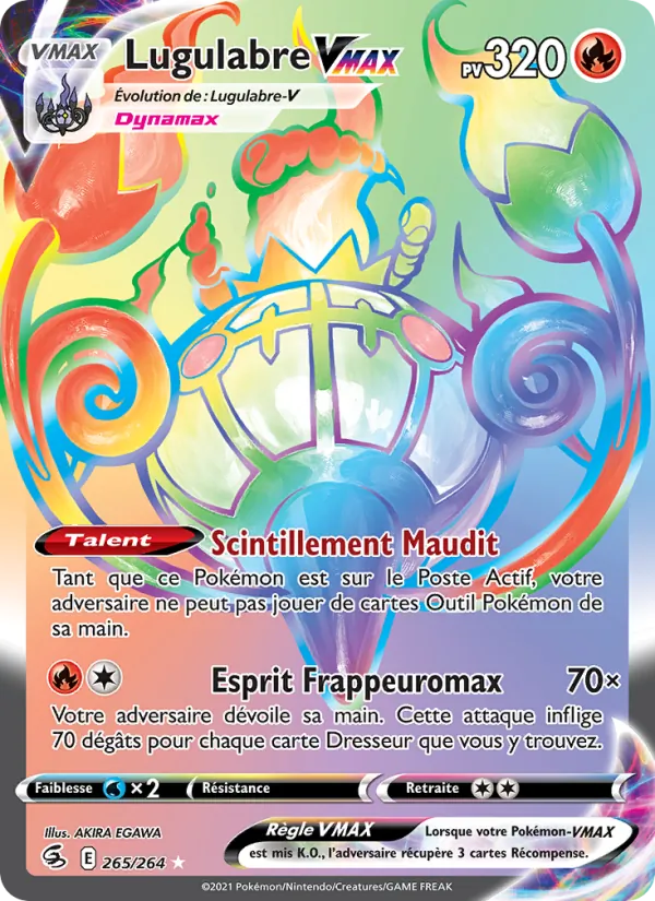 Carte Pokémon Lugulabre VMAX de l'extension Poing de Fusion