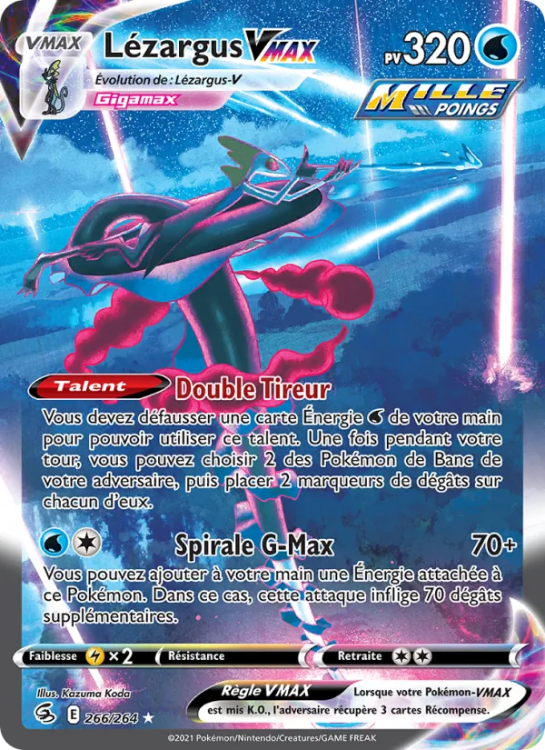 Carte Pokémon Lézargus VMAX de l'extension Poing de Fusion