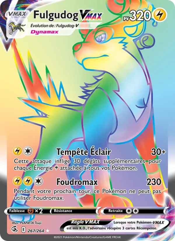 Carte Pokémon Fulgudog VMAX de l'extension Poing de Fusion