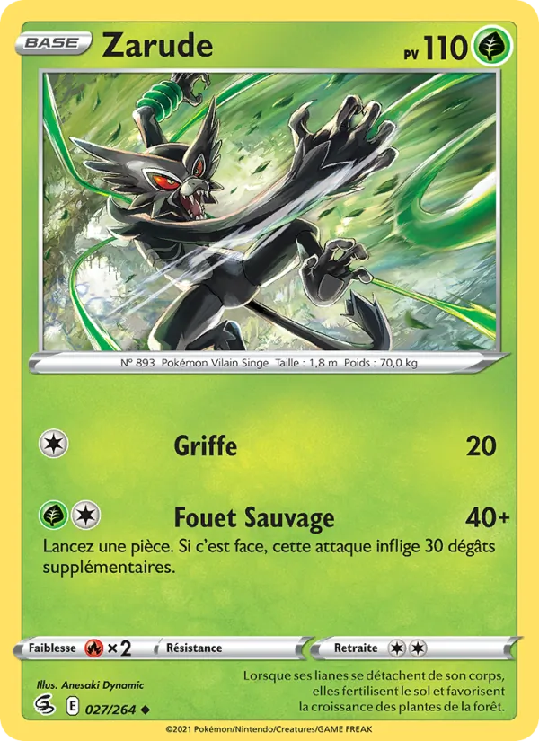 Carte Pokémon Zarude de l'extension Poing de Fusion