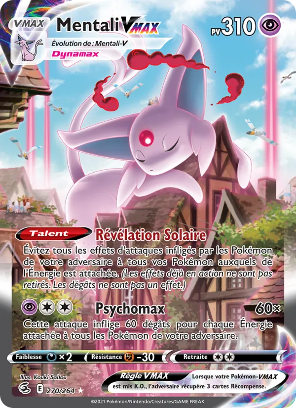 Carte Pokémon Mentali VMAX de l'extension Poing de Fusion