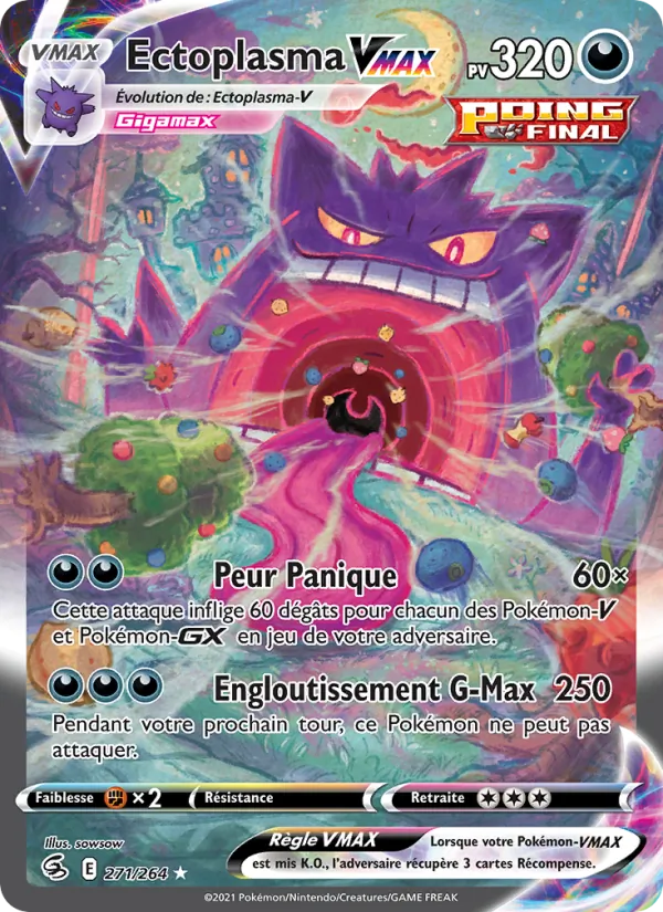 Carte Pokémon Ectoplasma VMAX de l'extension Poing de Fusion