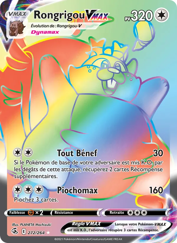 Carte Pokémon Rongrigou VMAX de l'extension Poing de Fusion