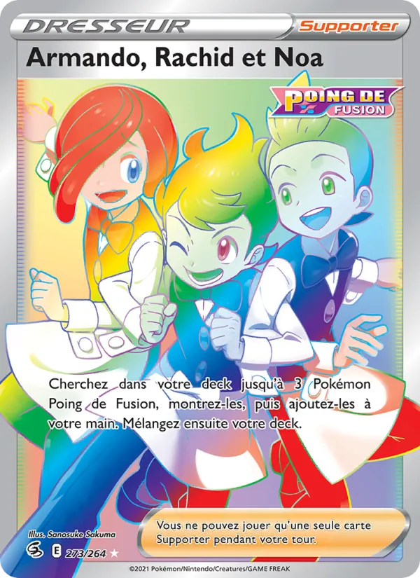 Carte Pokémon Armando, Rachid et Noa de l'extension Poing de Fusion